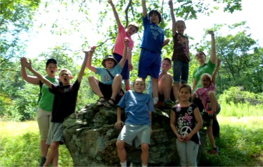 Campers hiking on the Blair Hill Trail.
